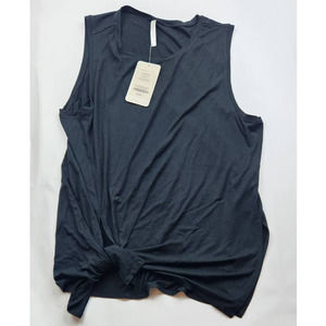 Fabletics Alia Tied Tank Top 2X Black Sleeveless Muscle Shirt Jersey Knit